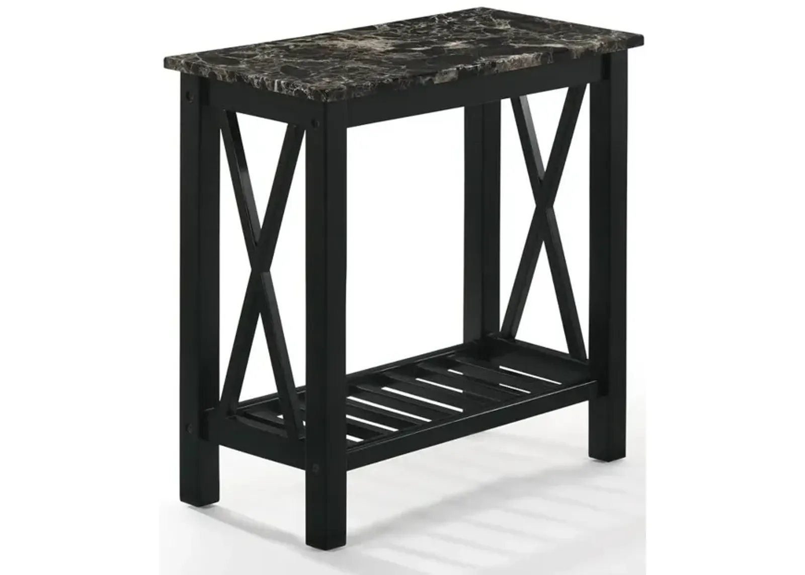 New Classic Furniture Furniture Eden 1-Shelf Faux Marble & Wood End Table in Black