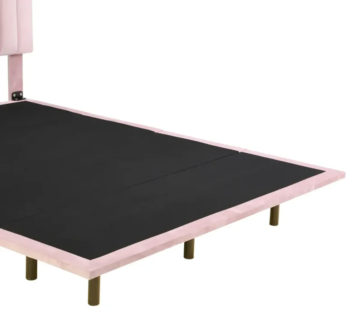 Queen Size Upholstered Bed With Sensor Light And Headboard, Floating Velvet Platform Bed, Pink