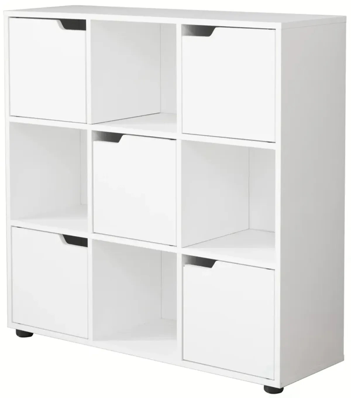 9 Cube Wooden Organizer with 5 Enclosed Doors and 4 Shelves, White