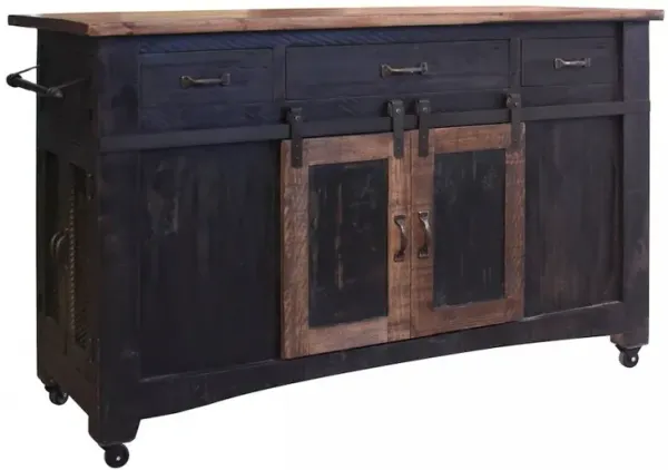 Crafters and Weavers Greenview Kitchen Island - Distressed Black