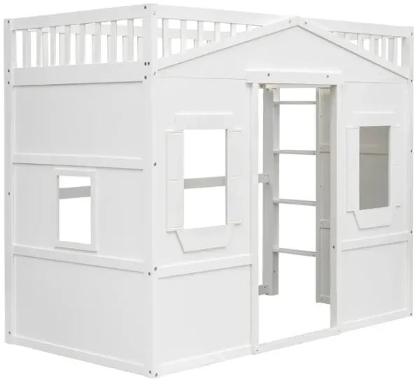 Whisen Elegant Design Twin Size House Loft Bed With Ladder