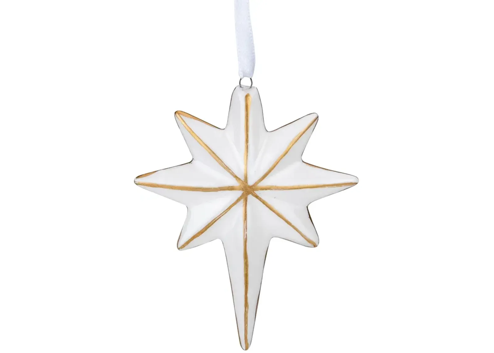 4" White and Gold Star Hanging Christmas Ornament