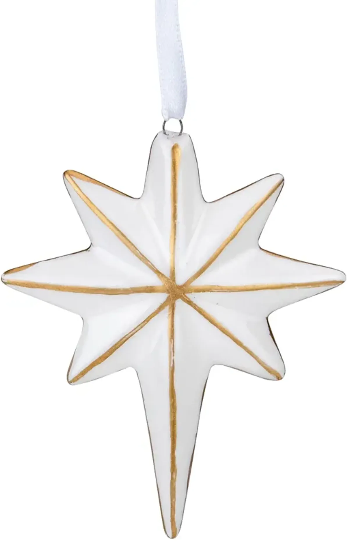 4" White and Gold Star Hanging Christmas Ornament