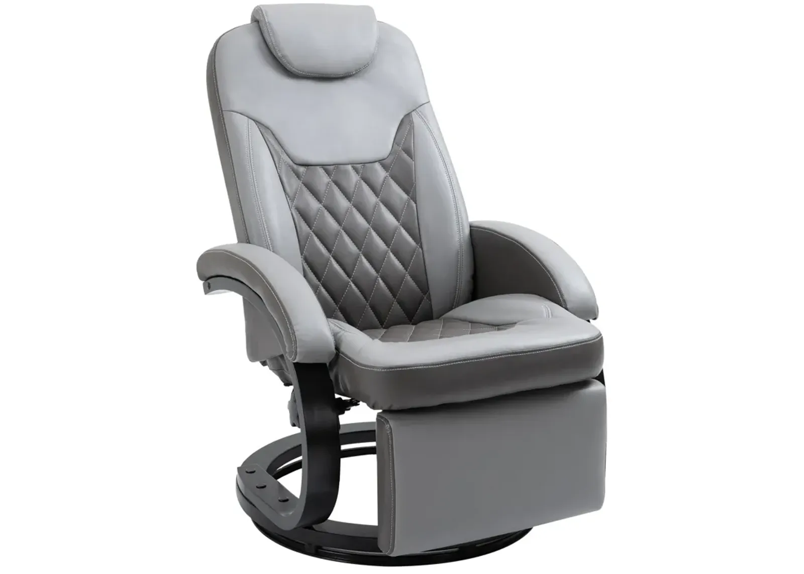 Gray Living Room Lounger: PU Recliner Armchair with Swivel and Footrest