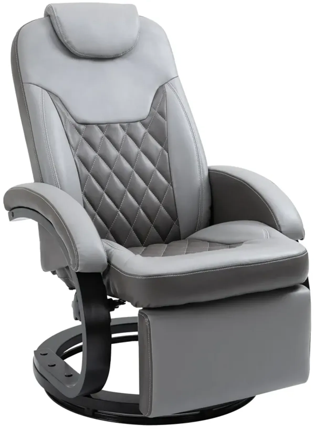 Gray Living Room Lounger: PU Recliner Armchair with Swivel and Footrest