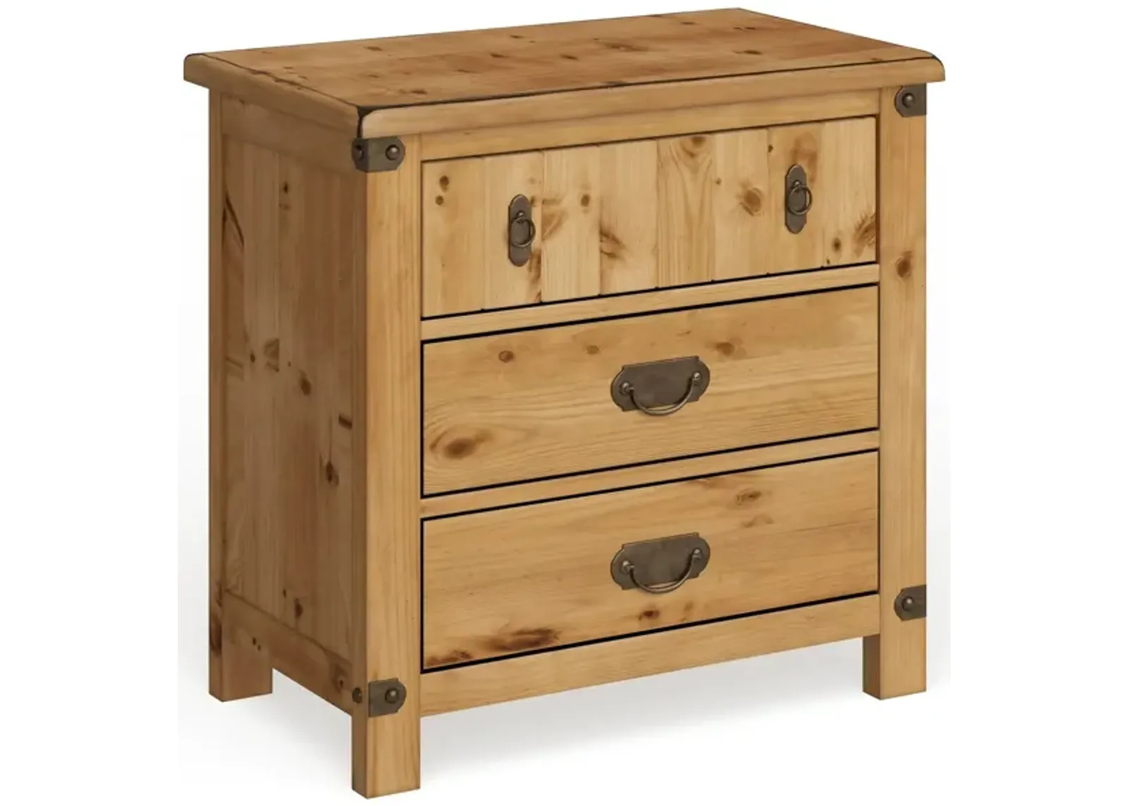 Cottage Style Weathered Elm 1 Piece Nightstand Ball Bearing Metal Glide USB Charger/Power Outlet