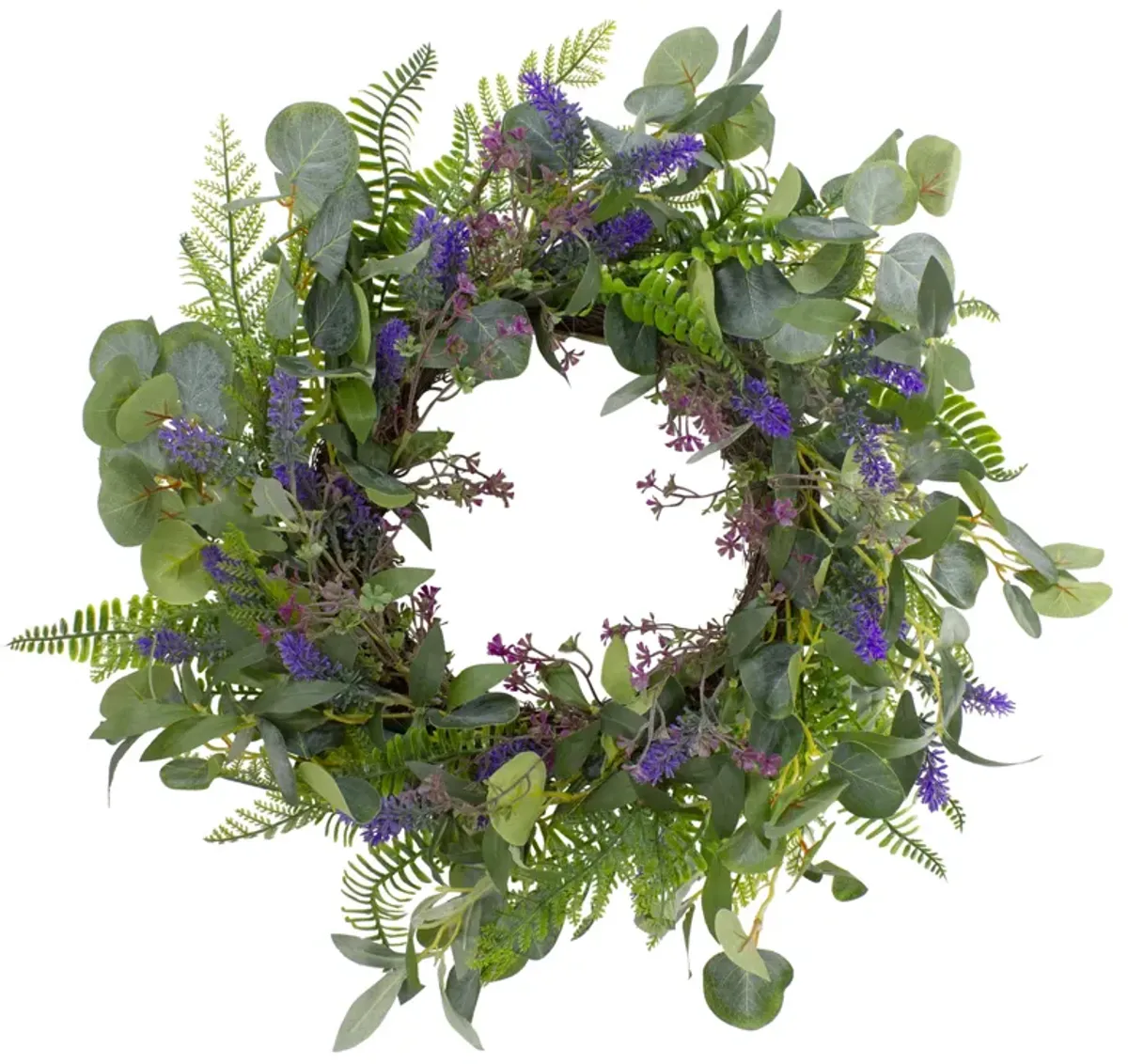 Lavender and Mixed Foliage Artificial Floral Spring Wreath  Purple and Green - 22-Inch