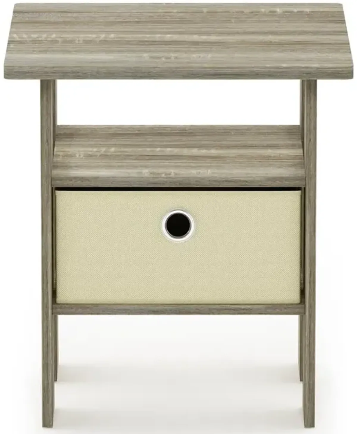 Furinno Andrey End Table Nightstand with Bin Drawer, Sonoma Oak/Ivory