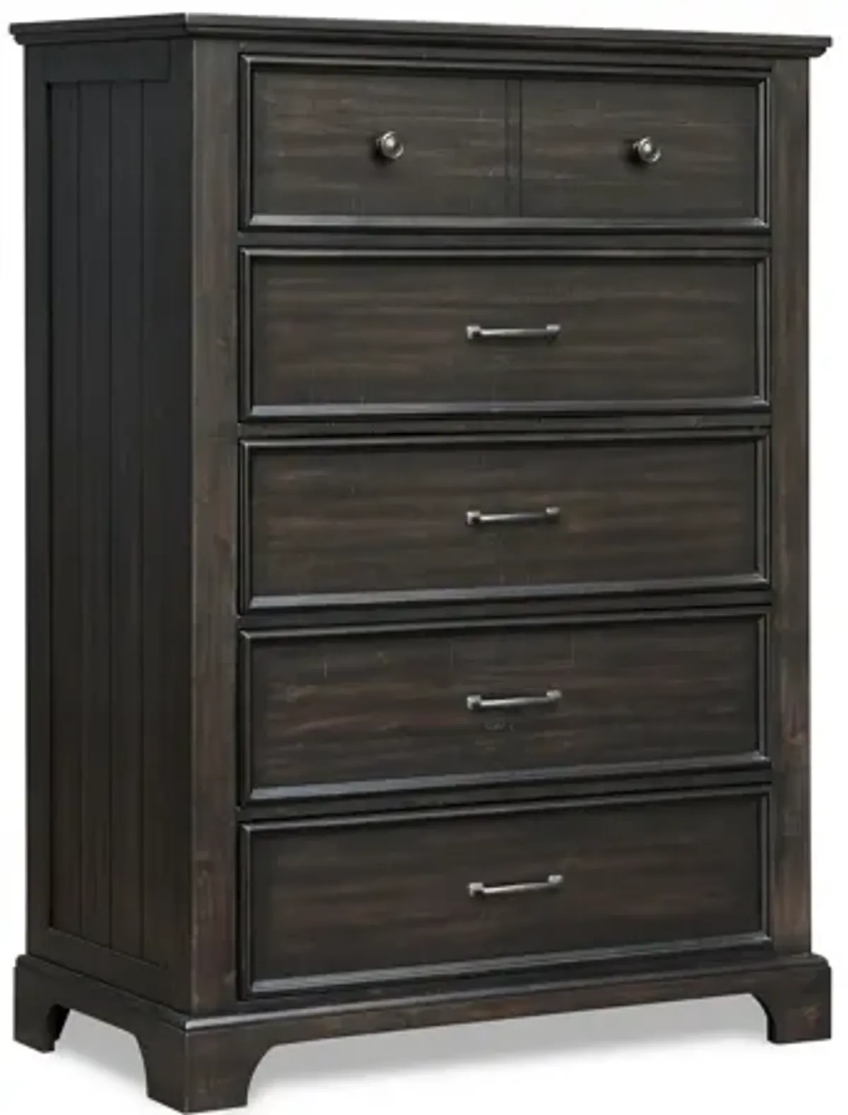 Benjara Brown Annu 56 Inch Tall Dresser, 6 Drawers, Felt and Cedar Lining, Walnut