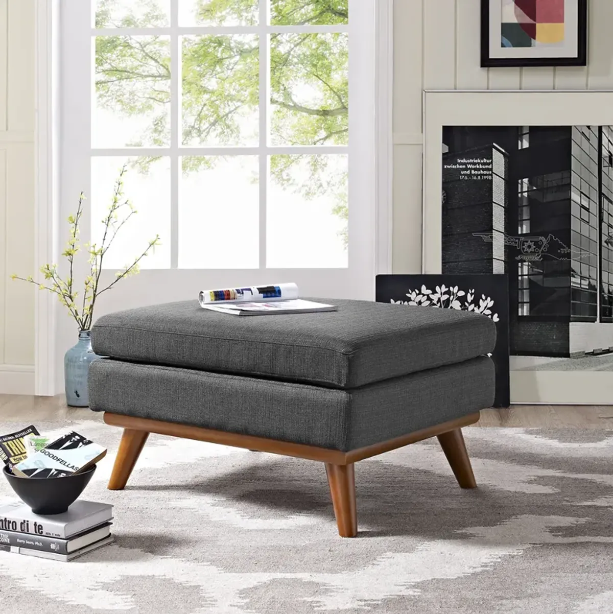 Engage Upholstered Fabric Ottoman