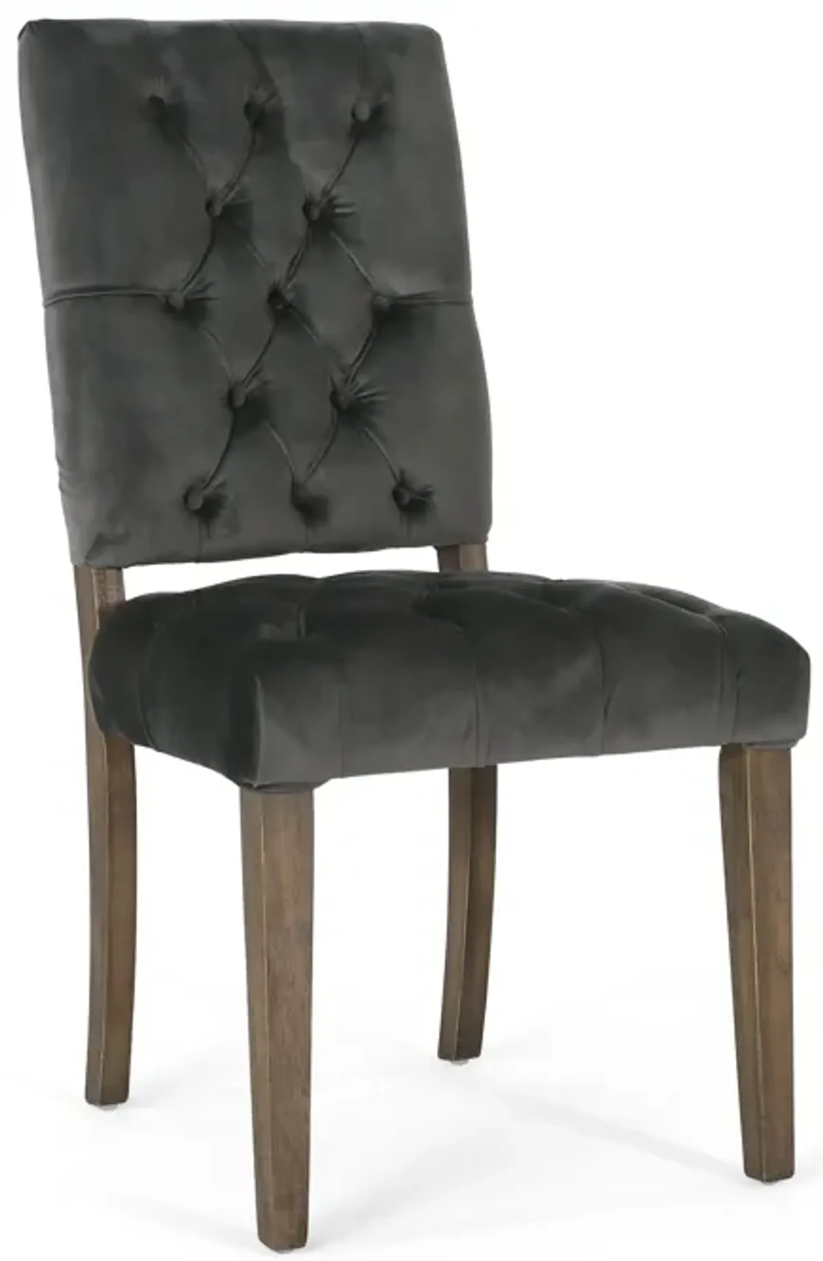 Elegant Button-Tufted Upholstered Dining Chairs with Weathered Legs