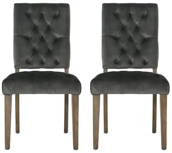 Streamdale Elegant Button-Tufted Upholstered Dining Chairs with Weathered Legs