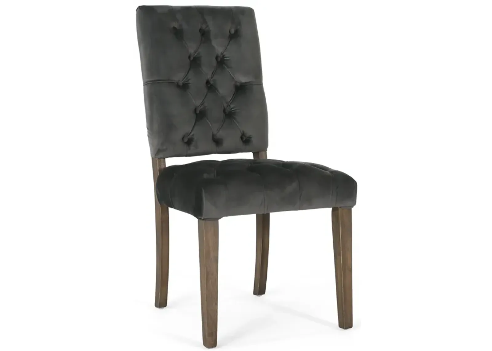 Elegant Button-Tufted Upholstered Dining Chairs with Weathered Legs