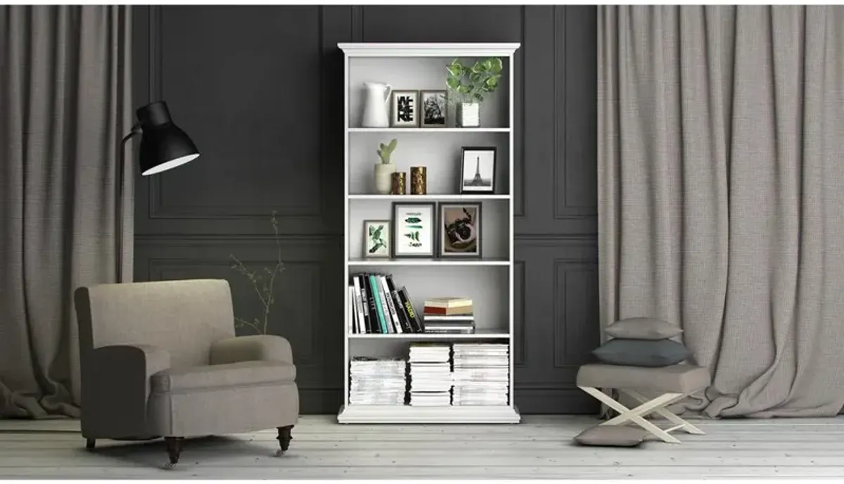 Tvilum Tall Wide 5 Shelf Bookcase, White