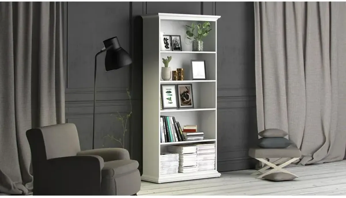 Tvilum Tall Wide 5 Shelf Bookcase, White