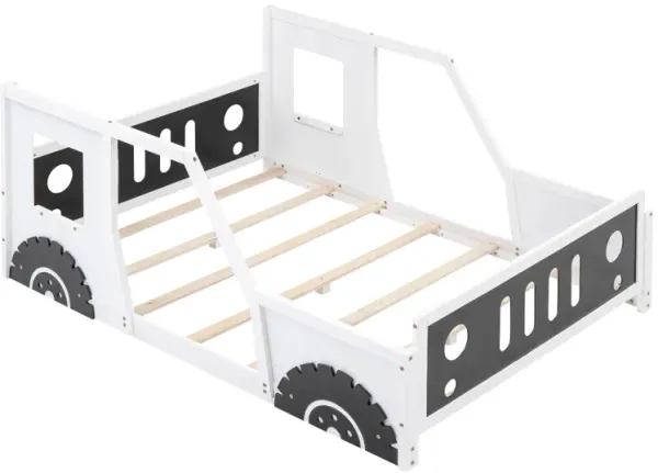 Merax Full Size Classic Car-Shaped Platform Bed with Wheels