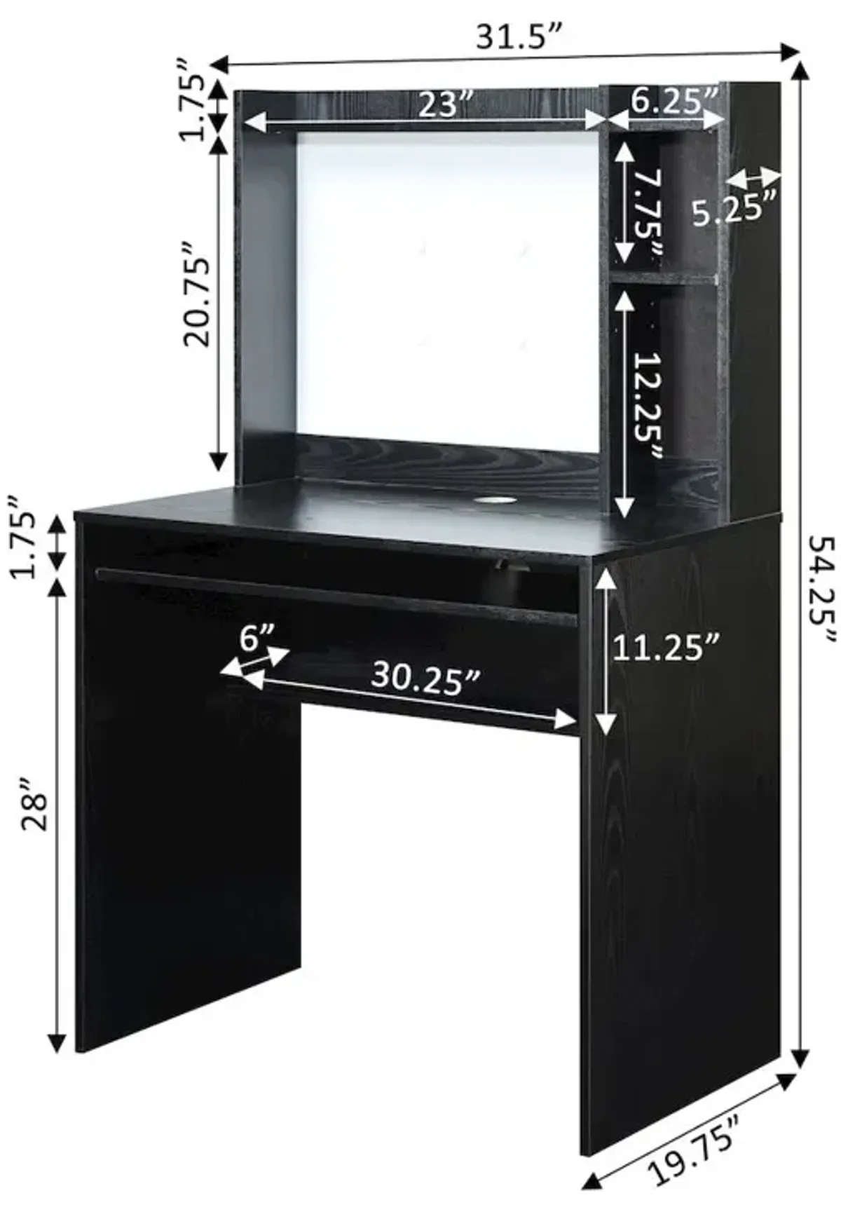 Convience Concept, Inc. Designs2Go Student Desk with Magnetic Bulletin Board and Shelves