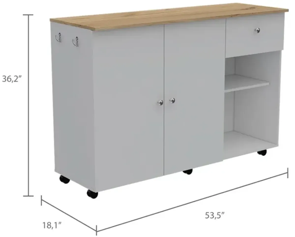 Kitchen Island Cart Indiana, Kitchen, White / Light Oak