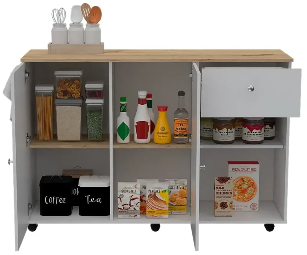 Kitchen Island Cart Indiana, Kitchen, White / Light Oak