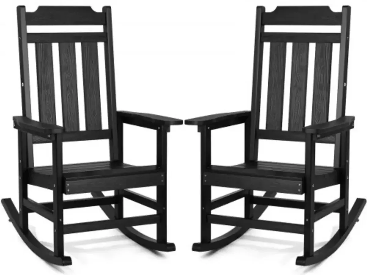 2-Piece Outdoor Porch Rocker Set – HIPS Rocking Chairs with High Backrest, All-Weather Patio Rockers for Front Porch or Backyard