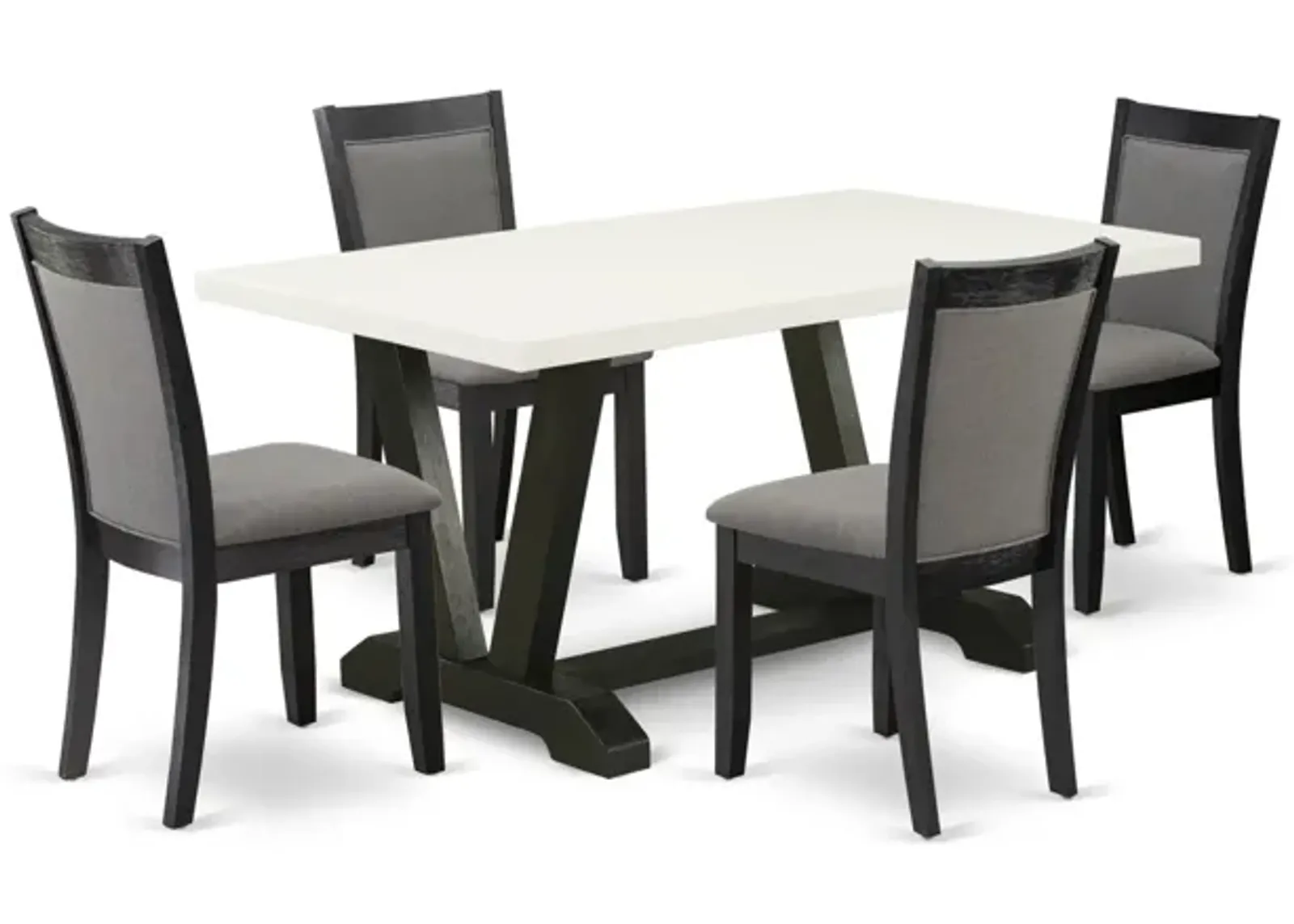 East West Furniture V626MZ650-5 5Pc Dining Set - Rectangular Table and 4 Parson Chairs - Multi-Color Color