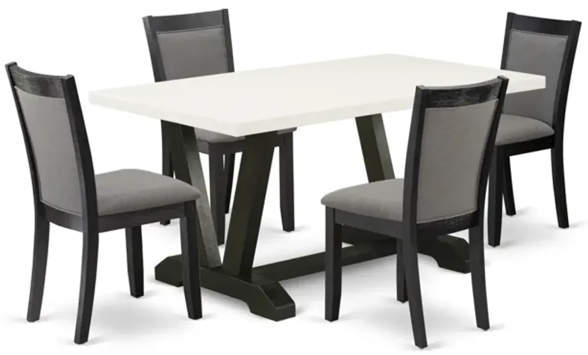 East West Furniture V626MZ650-5 5Pc Dining Set - Rectangular Table and 4 Parson Chairs - Multi-Color Color