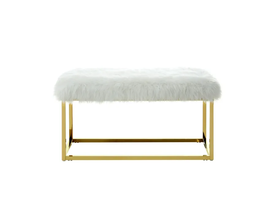 Inspired Home Willard Faux Fur Ottoman Bench