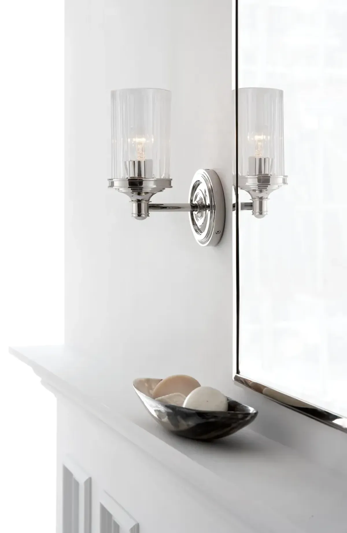 Ava Single Sconce in Polished Nickel