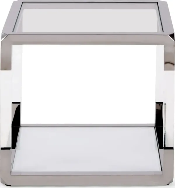 Jasper End Table in Acrylic/White Glass/PSS