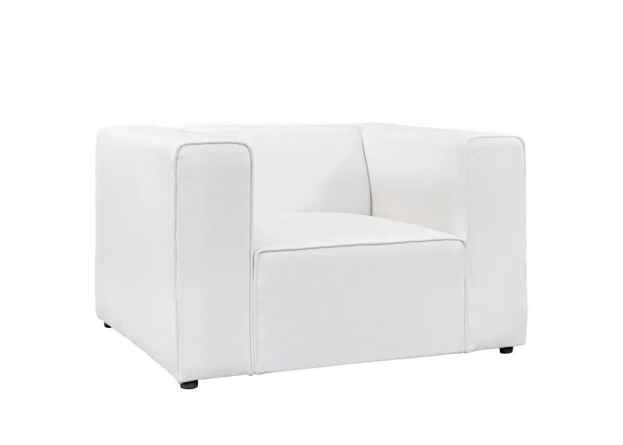 Modway Mingle Upholstered Fabric Generously Padded Accent Arm Lounge Chair in White