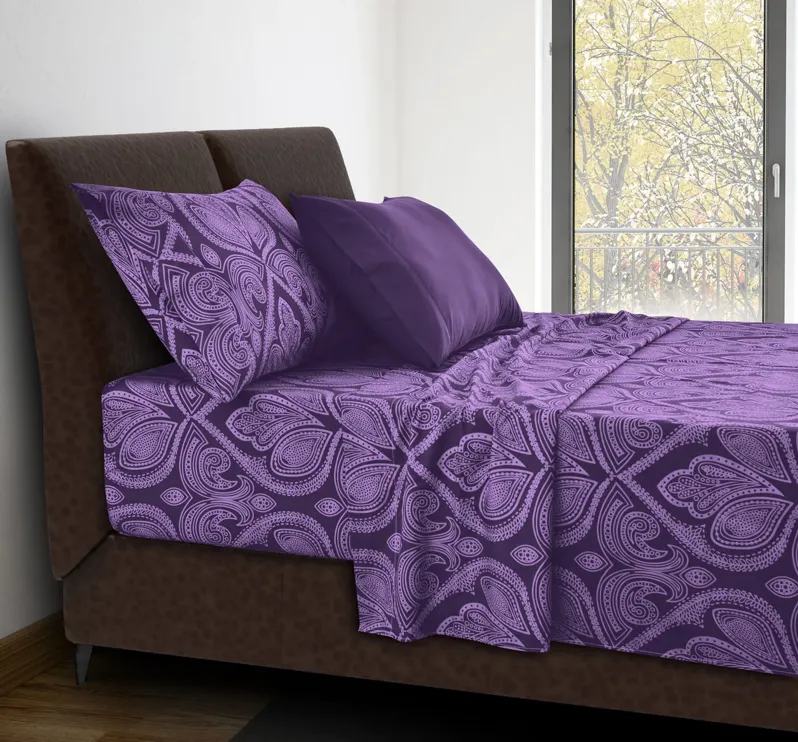 Lux Decor Collection Bed Sheets - Brushed Microfiber Paisley Sheet Set