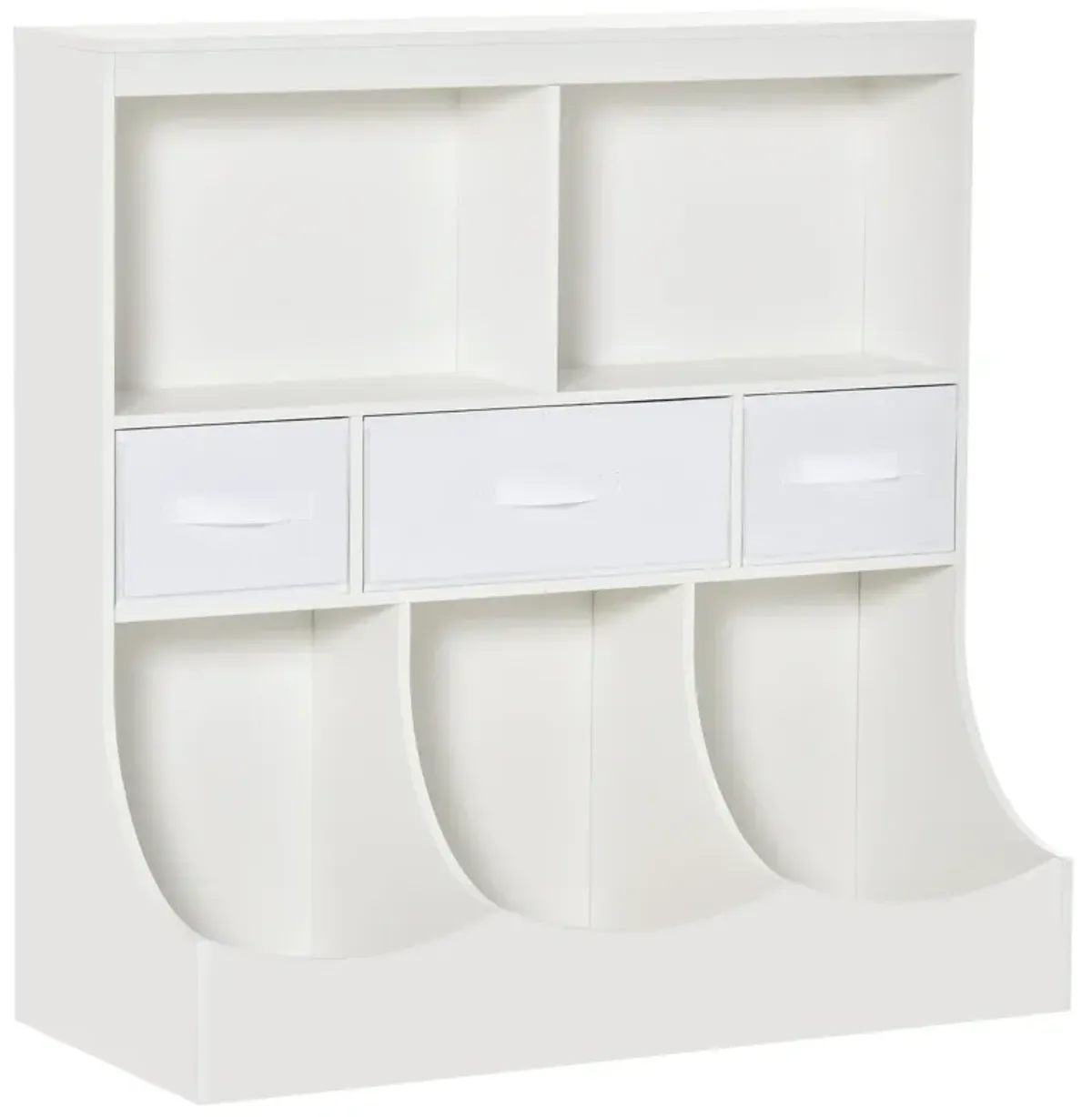 Toy Chest Kids Storage Organizer Wardrobe Display Bookcase w/ 3 Fabric Drawers