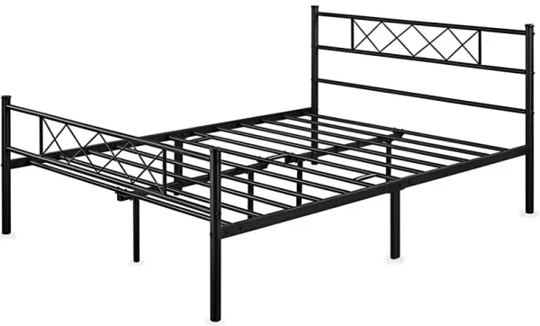 Slatted Metal Platform Bed with Powder Coating for Strong and Stylish Support