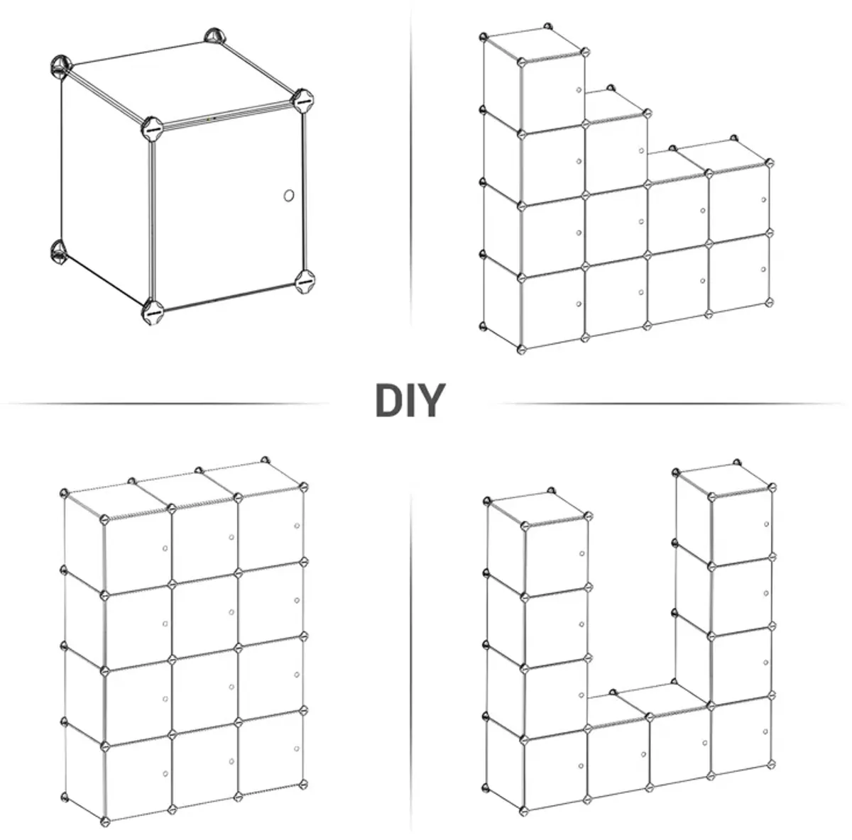 Cube Storage with Door, Set of 12 Plastic Cube