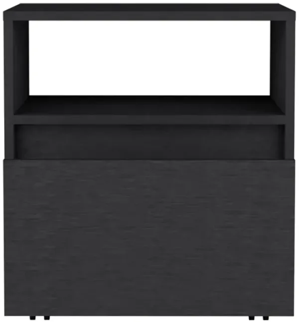 DEPOT E-SHOP Wasilla Nightstand with Open Shelf, 1 Drawer and Casters