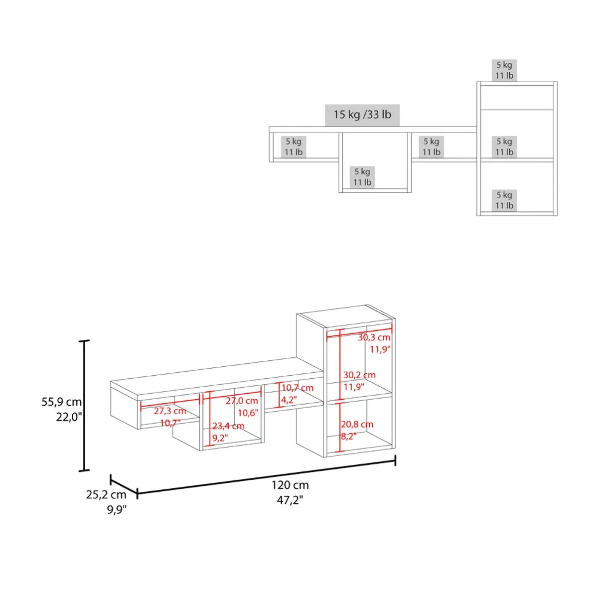 Wall Shelf Kiowa, Office, Black