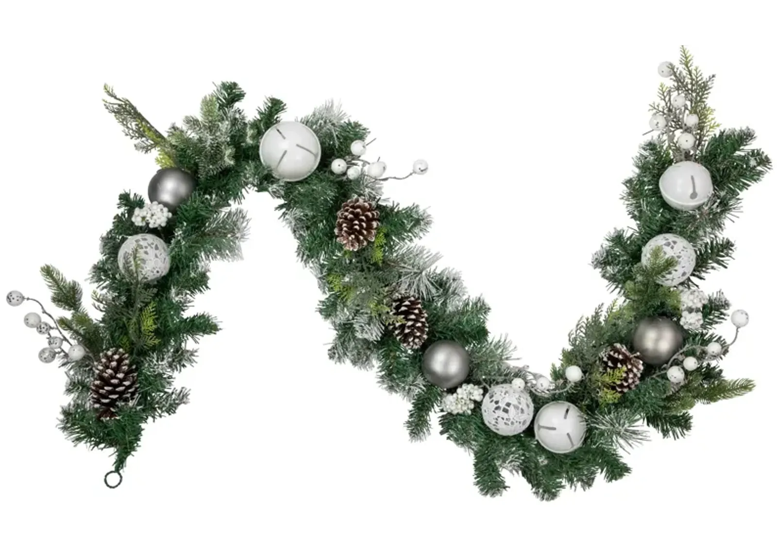 6' Green Pine Frosted Artificial Christmas Garland with Pinecones and Ornaments  Unlit