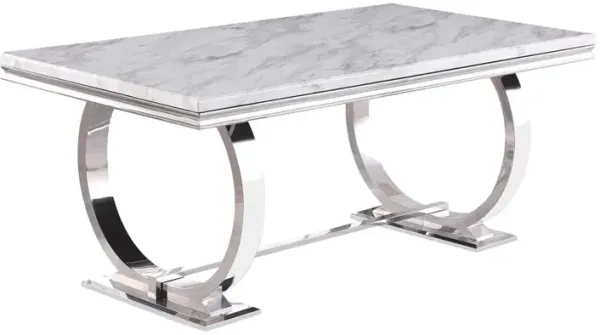 Best Master Furniture Layla Modern White Faux Marble Rectangular Dining Table
