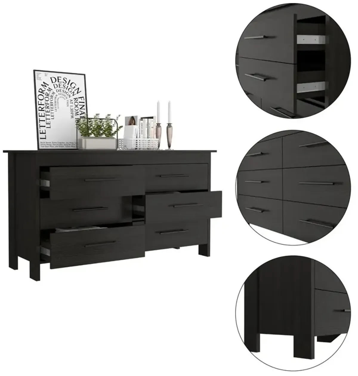 Luxor 6 Drawer Double Dresser