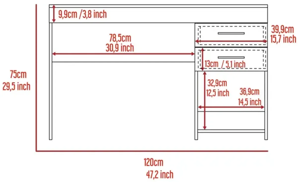 Berkeley 1-Shelf 2-Drawer Computer Desk Light Grey