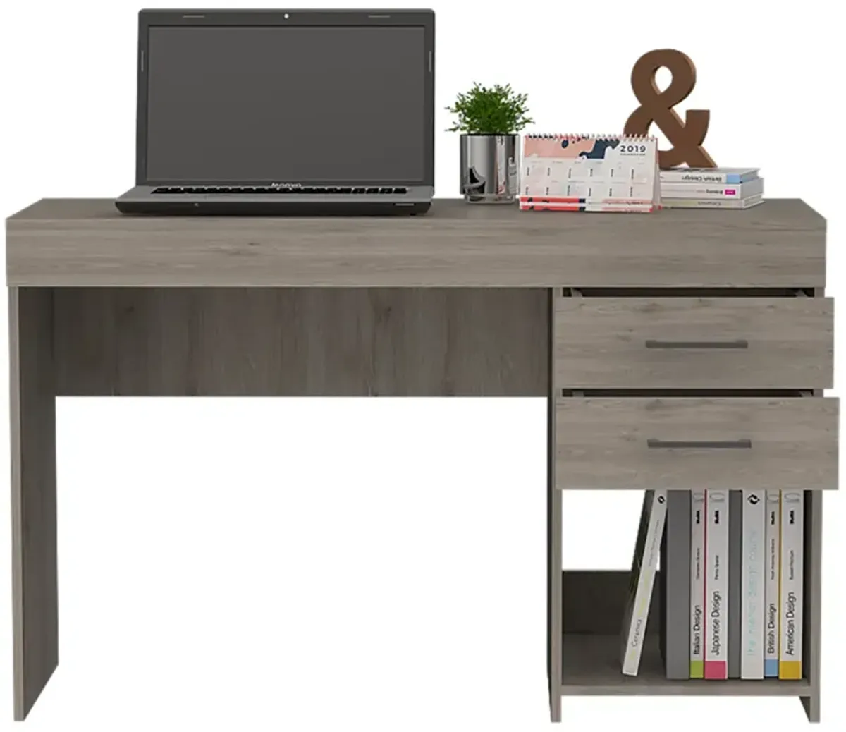 Berkeley 1-Shelf 2-Drawer Computer Desk Light Grey