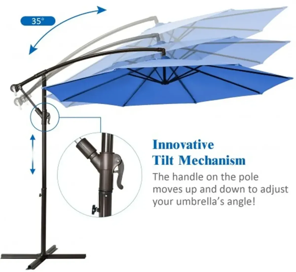 10 Feet Patio Offset Hanging Umbrella with Easy Tilt Adjustment