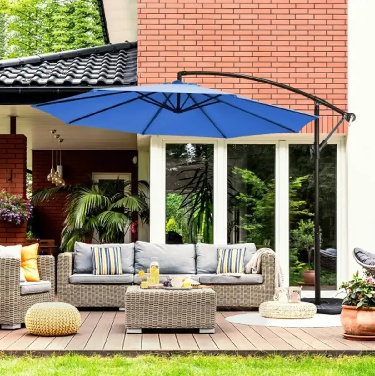 10 Feet Patio Offset Hanging Umbrella with Easy Tilt Adjustment