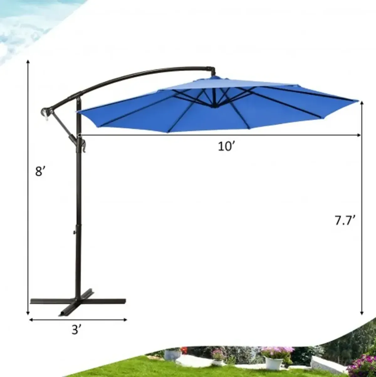 10 Feet Patio Offset Hanging Umbrella with Easy Tilt Adjustment