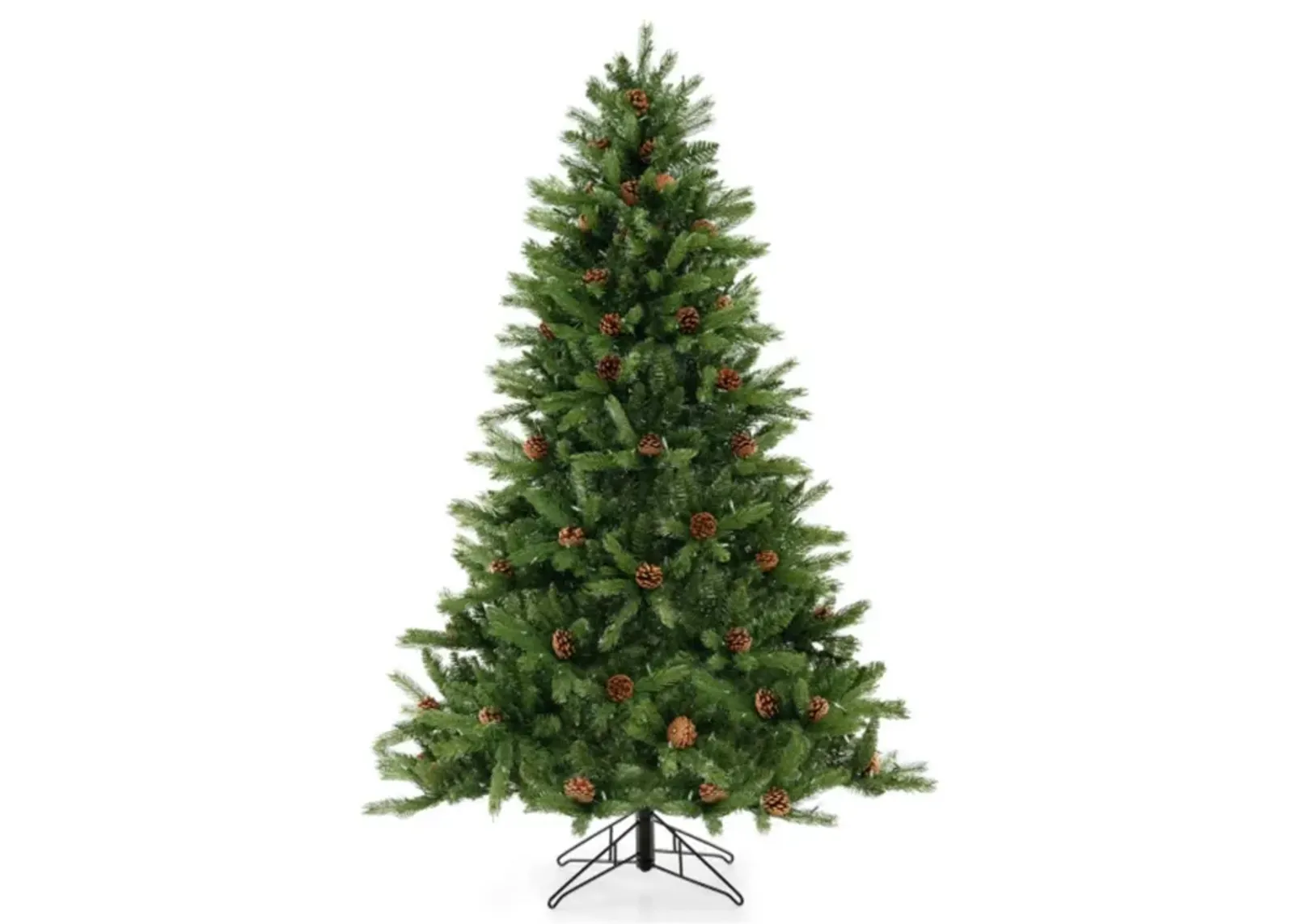 Hivvago 6/7 FT Artificial Christmas Tree with Pine Cones and Adjustable Brightness