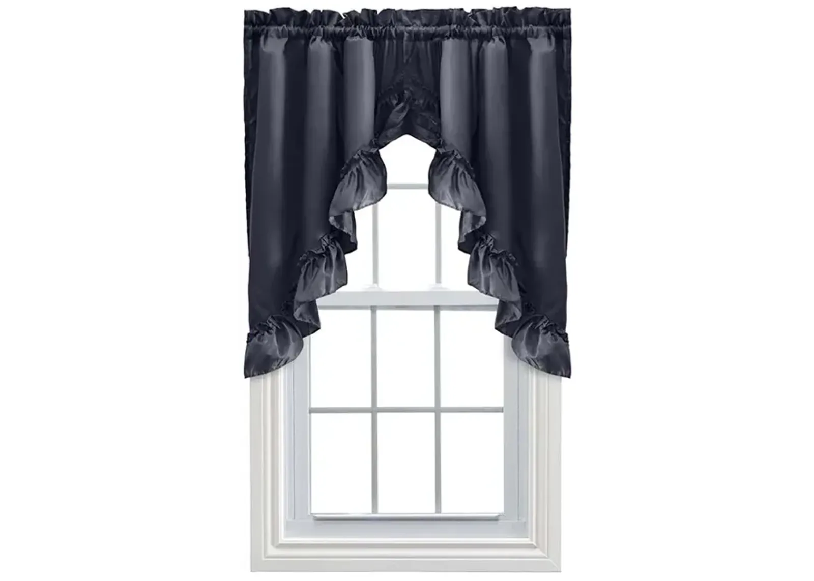 Ellis Stacey 1.5" Rod Pocket High Quality Fabric Solid Color Window Ruffled Swag 60"x38" Navy