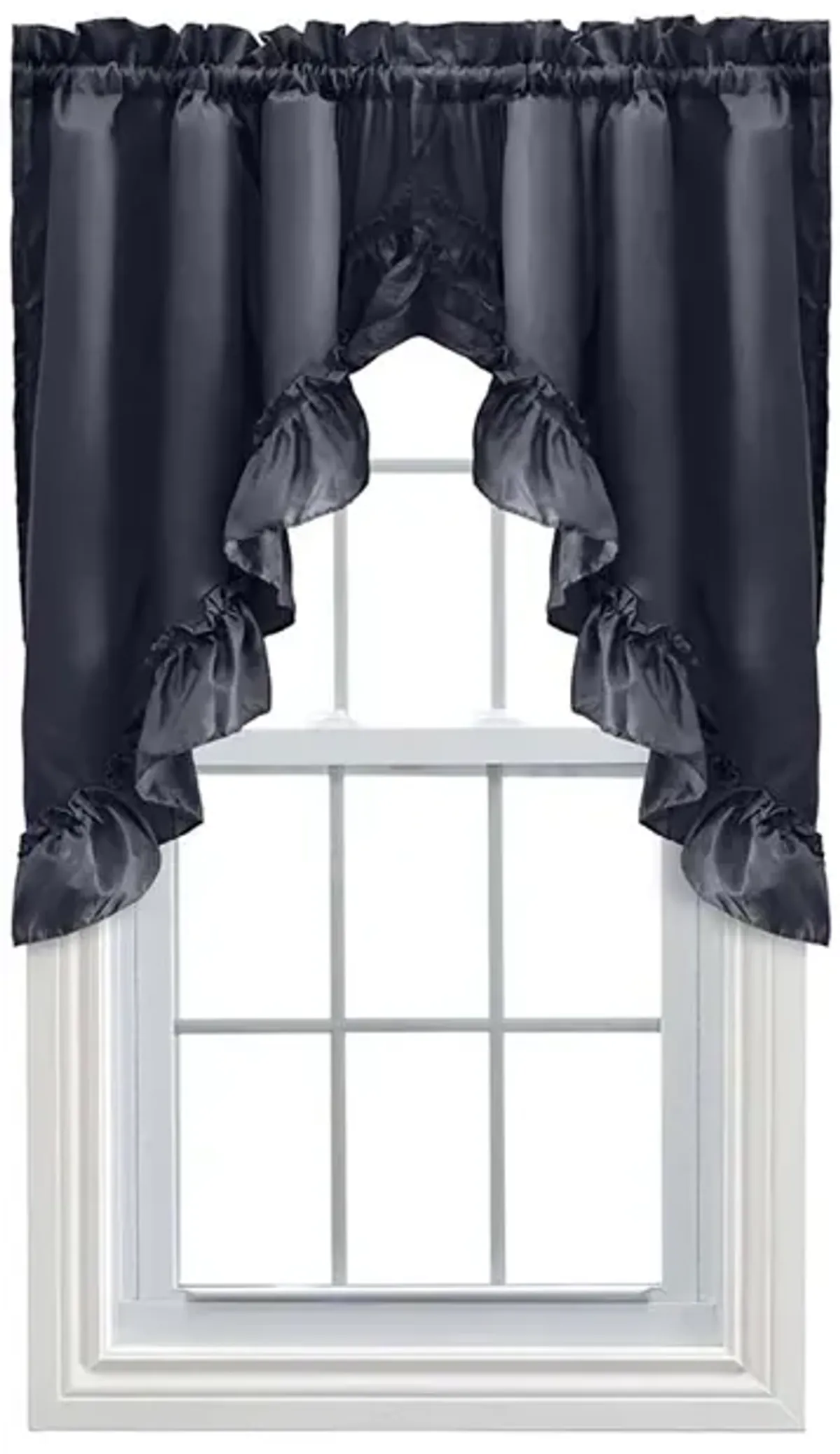 Ellis Stacey 1.5" Rod Pocket High Quality Fabric Solid Color Window Ruffled Swag 60"x38" Navy