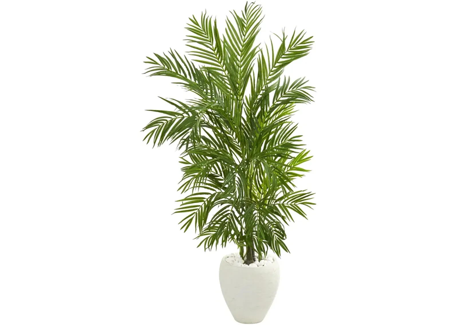 HomPlanti 5 Feet Areca Palm Artificial Tree in White Planter