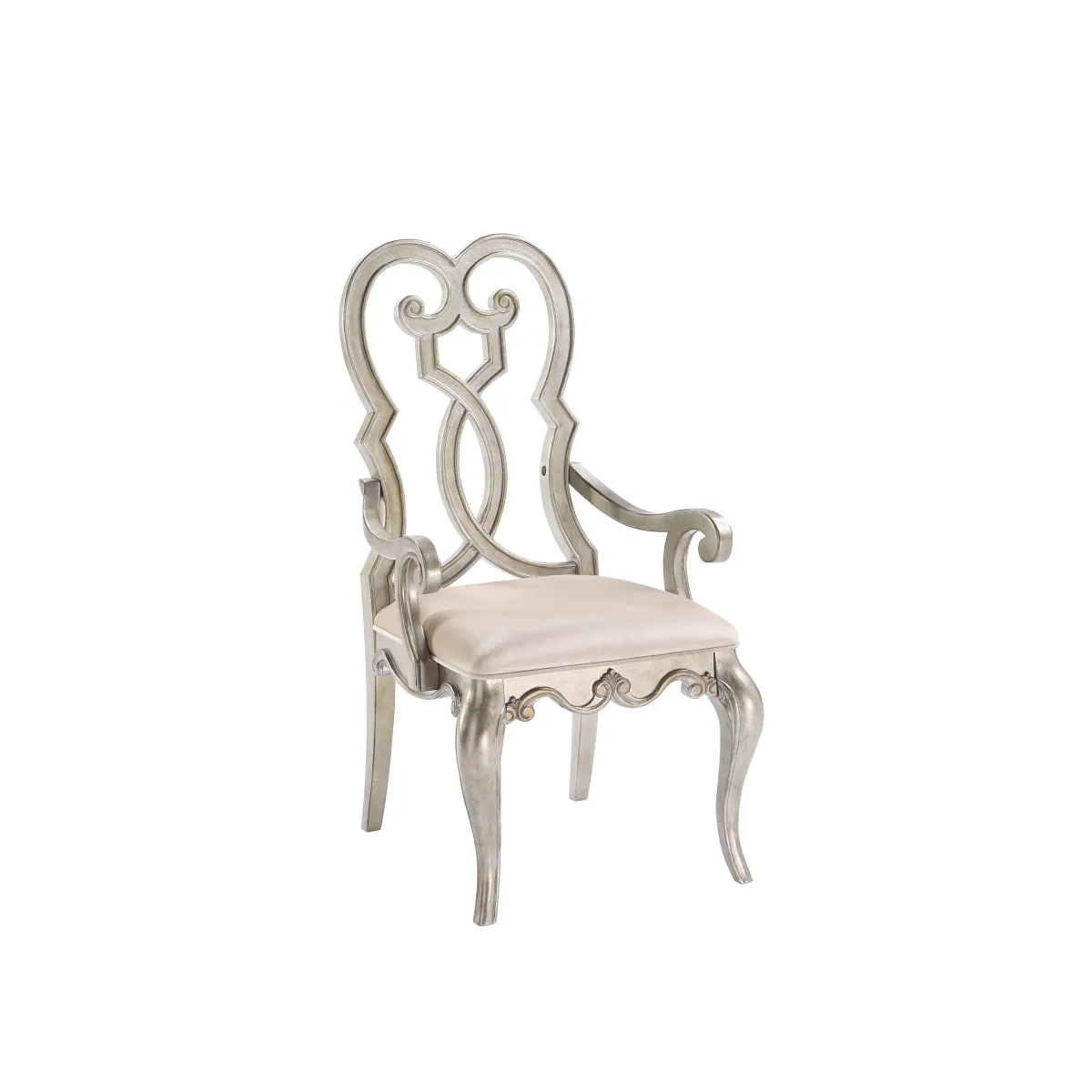 Esteban Armchair (Set of 2) In Ivory Velvet & Antique Champagne Finish