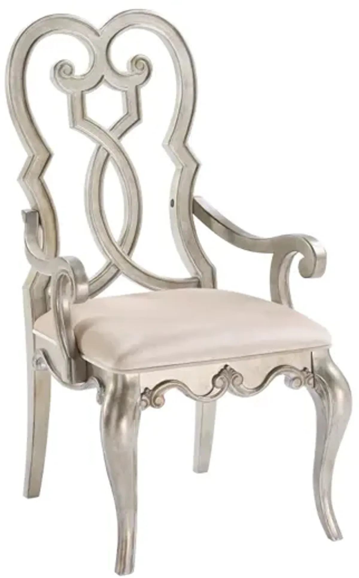 Esteban Armchair (Set of 2) In Ivory Velvet & Antique Champagne Finish